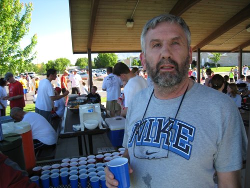 Mike relaxes after finishing well in the race