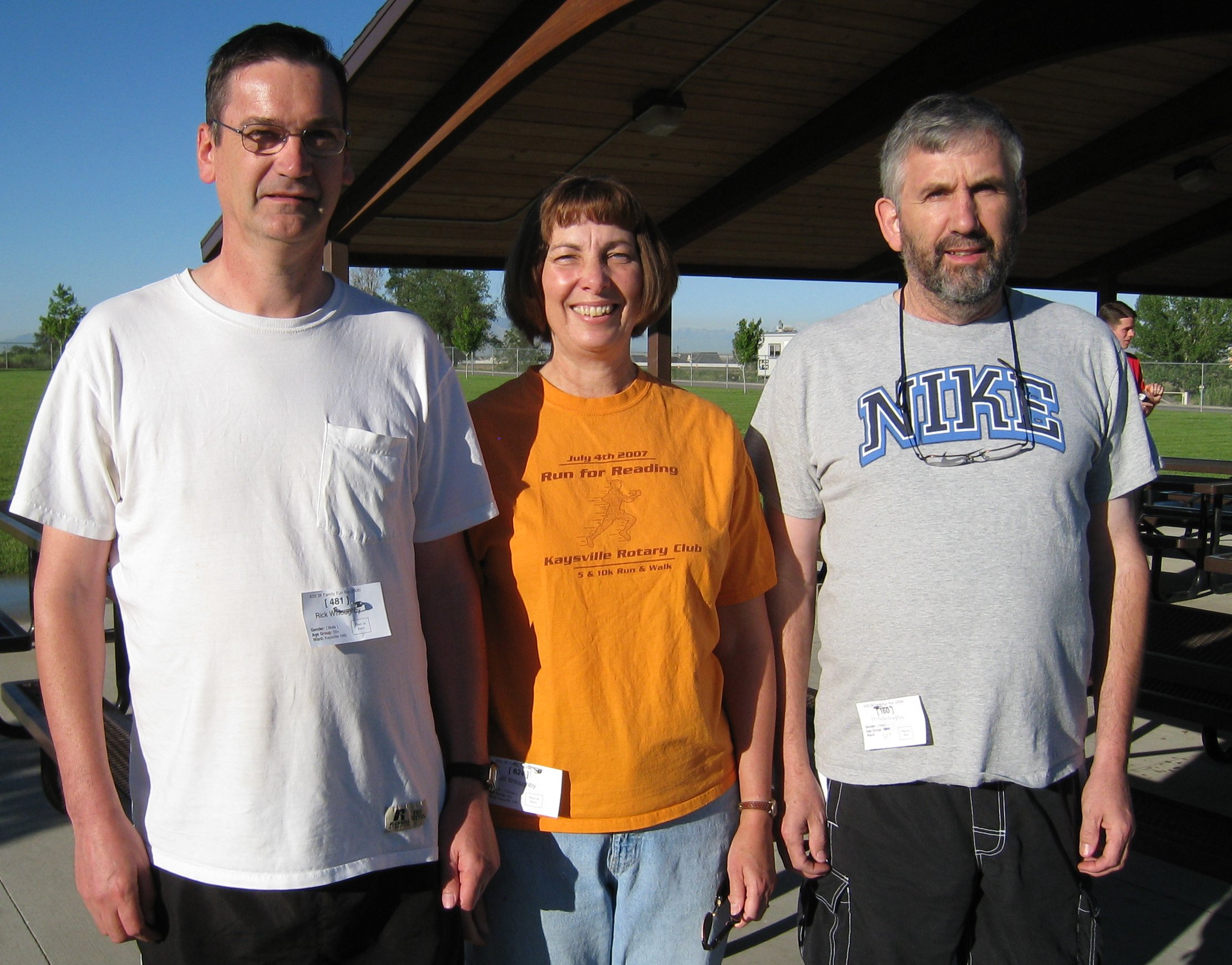 Start of 5K in 2008 Rick, Jill, Mike