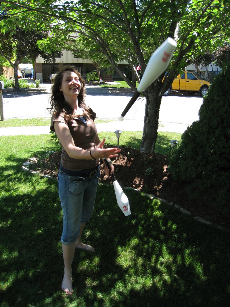 Adelaide juggling in Ward's front yard