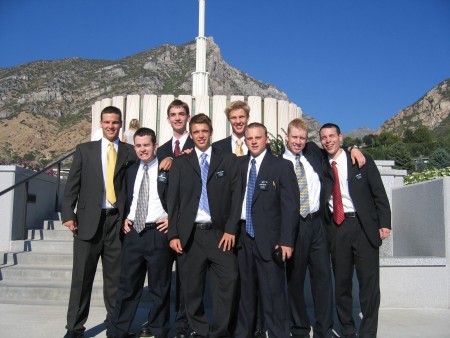 Photo of Elders at the Provo Temple with Jake in the picture