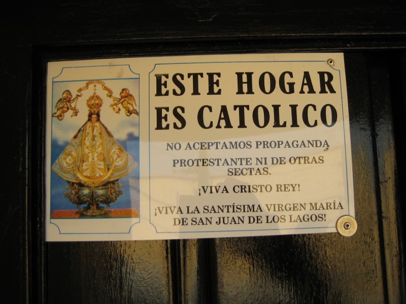 This house is Catholic. We don't accept Protestant propaganda or from other sects