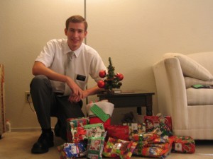 Photo of Paul  with a few Christmas gifts