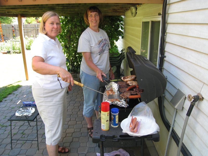 Susan and Jill at the grill