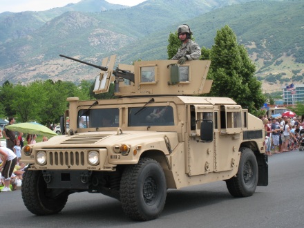 Armored car leads the veterans