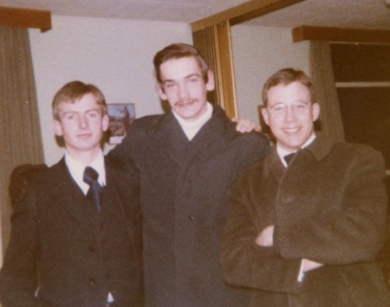 Elder Vance Burton (left) and Elder David R. Wilson (right) at my baptism