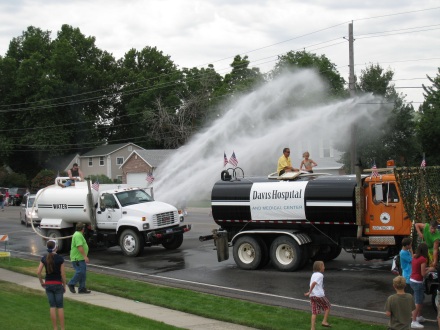 Trucks warm up for the coming water fight