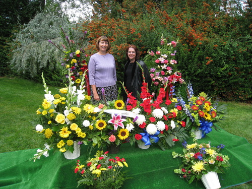 Jill and Susan amongst the flowers.
