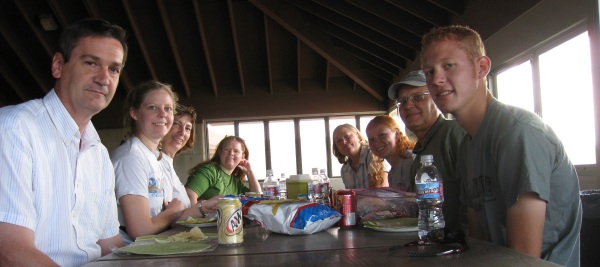 Eating lunch at Antelope Island beach