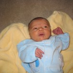 When we put Bryson on the floor he woke up but didn't cry