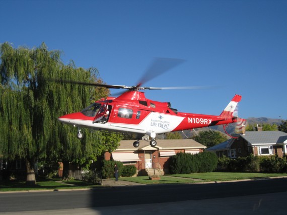 Life Flight landing at Kaysville City fire station