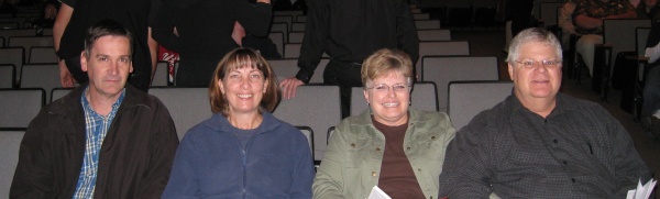 Rick, Jill, Sharon, and Max in the auditorium.