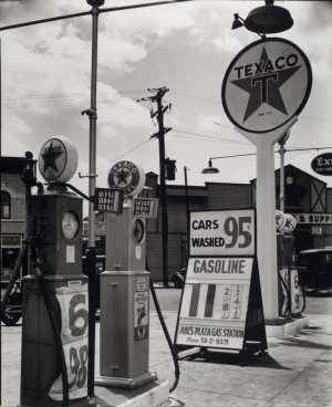 Gasoline station in 1936, Tremont Avenue and Dock Street, Bronx.