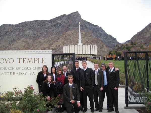 Missionaries at the Provo Temple (Daniel 2nd from left on front row).