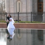 A couple outside the Salt Lake Temple A couple outside the Salt Lake Temple