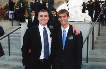 Dan and Elder Van Weezep at the Provo temple.