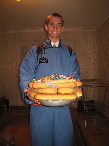 Daniel with Mongolian cake