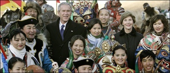 President Bush in Ulaanbaatar, Mongolia in 2005.