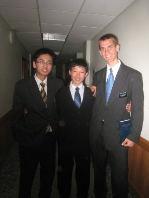 Altangerel, Mongon Od, and Daniel at church