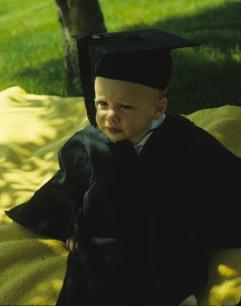 Steven on the grounds of Weber State College 1983