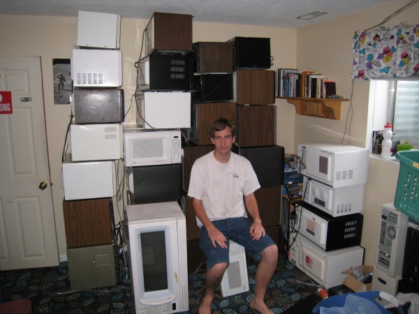 Paul with his microwave ovens