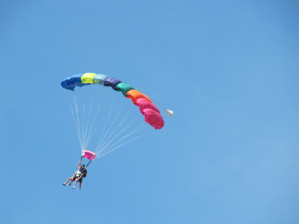 Jake near the end of his first skydive.