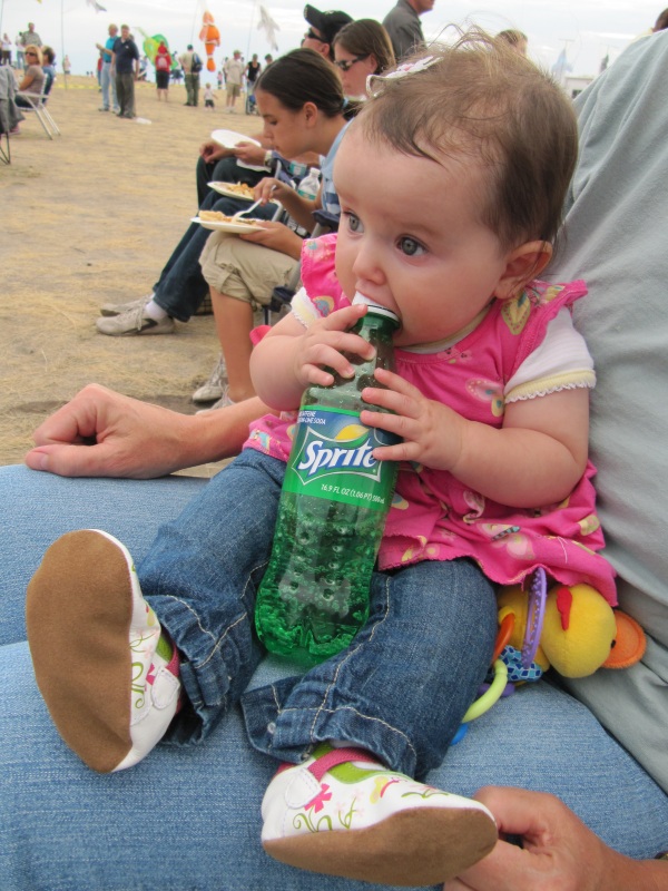 Aurora grabs a Sprite at Antelope Island.