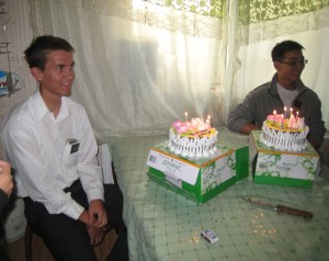 Daniel (left) and Ganbileg celebrating their birthdays