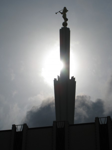 The statue of Moroni was added over 30 years after the temple dedication