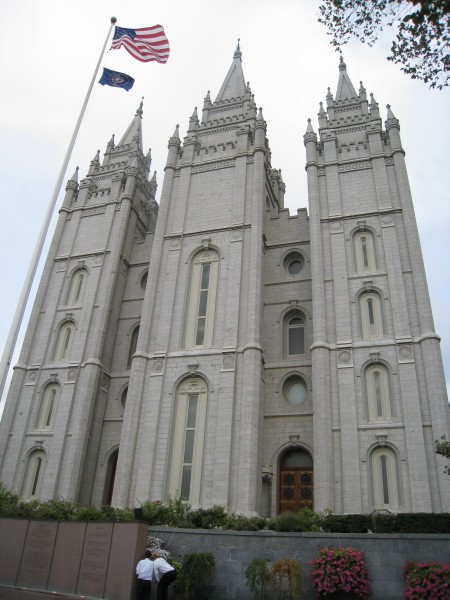 Original plans called for two angel Moroni statues—one on the east central spire and one on the west