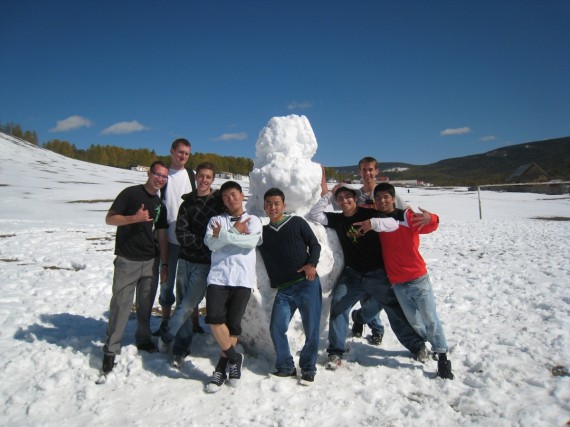 Daniel (second right) with missionaries from his zone in Ulaanbaatar.