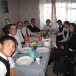 Daniel's Thanksgiving meal Daniel (fifth left) at a couple missionary's home for Thanksgiving