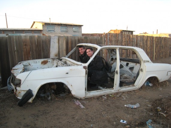 Daniel and Elder Armstrong (the driver) cruising in Choibalsan.