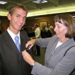Daniel_recieves_mission_nametag Daniel recieves his mission nametag from his mother