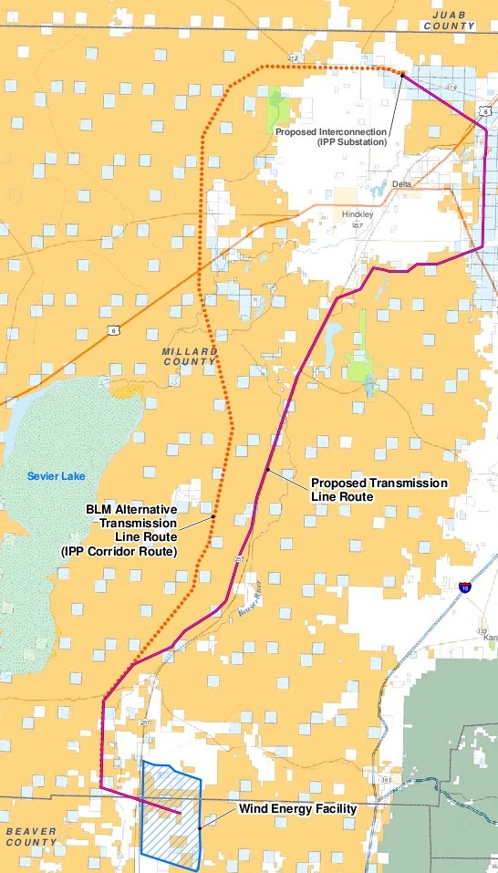 Milford Wind Corridor Project Map