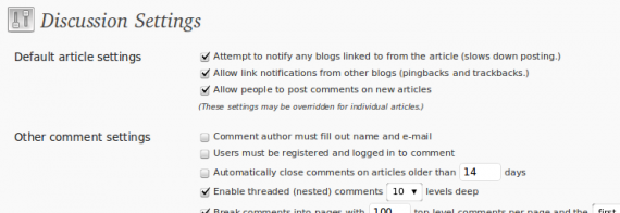 WordPress Comments setting
