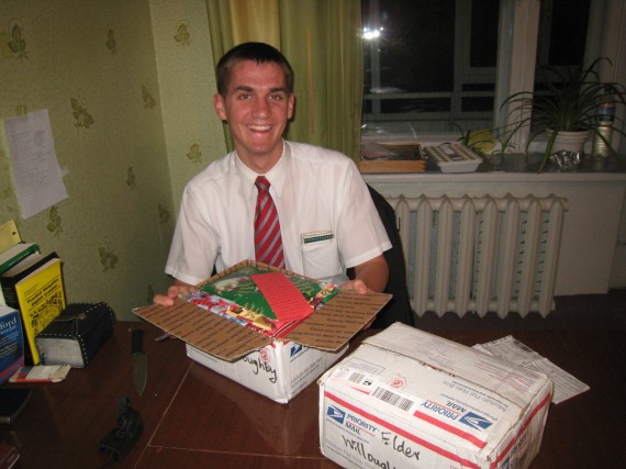 Daniel opening his Christmas packages.
