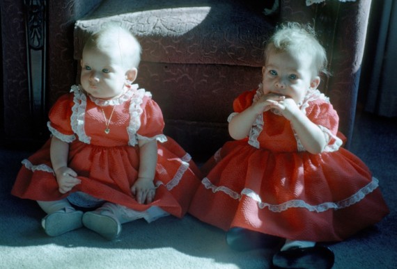 Terry and Jill in Valentines dresses