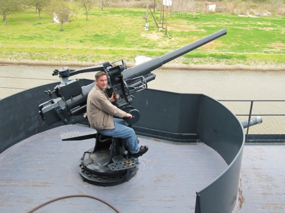 Battleship Texas Rick mans the guns