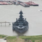 Battleship Texas from the San Jacinto Monument