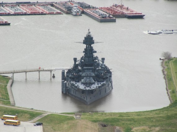 Battleship Texas from the San Jacinto Monument