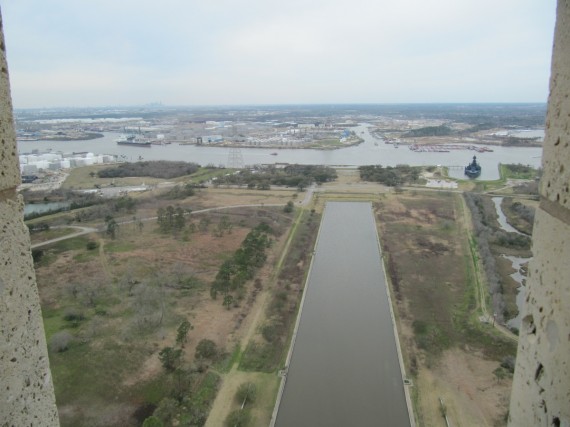 San Jacinto Monument view of USS Texas