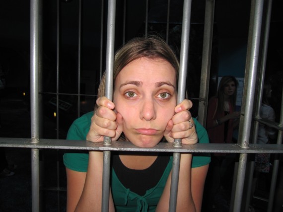 Sarah behind bars