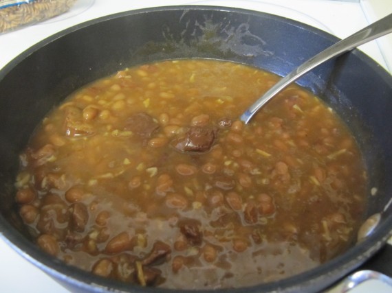 Beefy Bean Casserole under construction