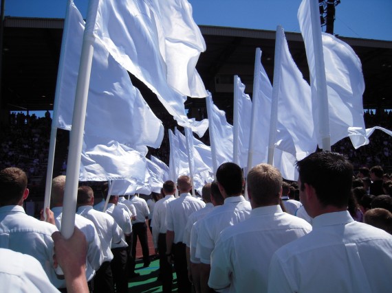  We walked out with white flags on both sides of the youth