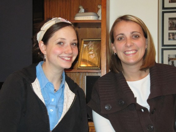 Adelaide and Sarah at the wedding gift opening gathering