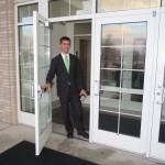Daniel exiting the chapel after speaking in Sacrament Meeting Daniel exiting the chapel after speaking in Sacrament Meeting