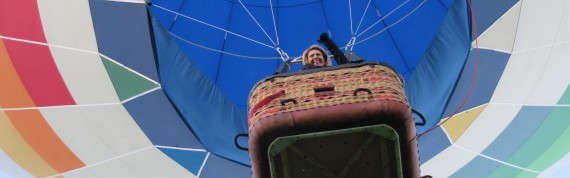 Hot Air Balloon Passenger Waves Goodbye