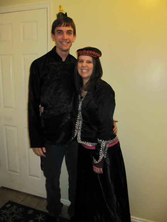 Jacob and Rachel wearing Mongolian clothes