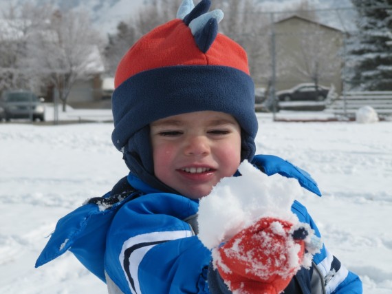 Bryson with a snowball