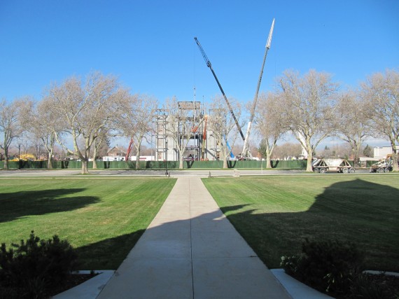 Brigham City Temple view from the Tabernacle steps